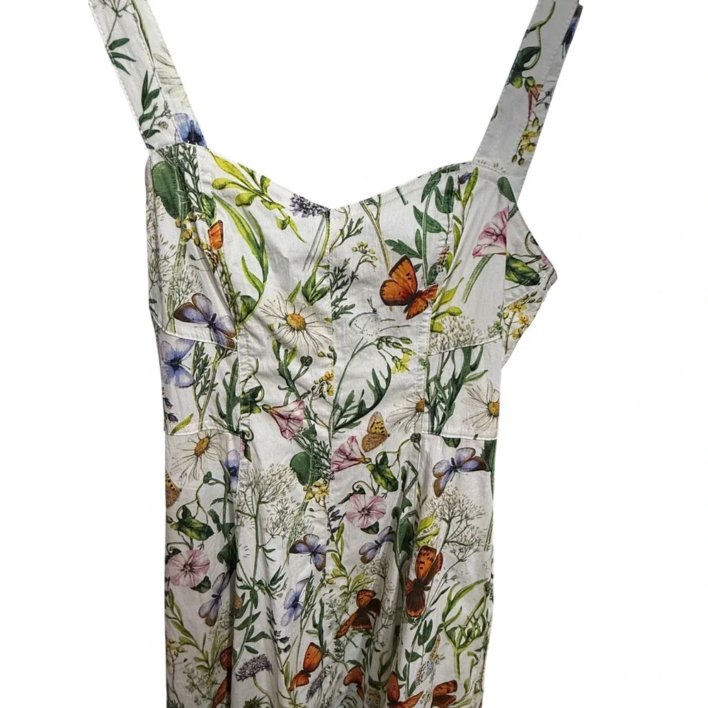 NEW Avec Les Filles Botanical Butterfly Floral Midi Sundress Sz 6 - Picture 15 of 16